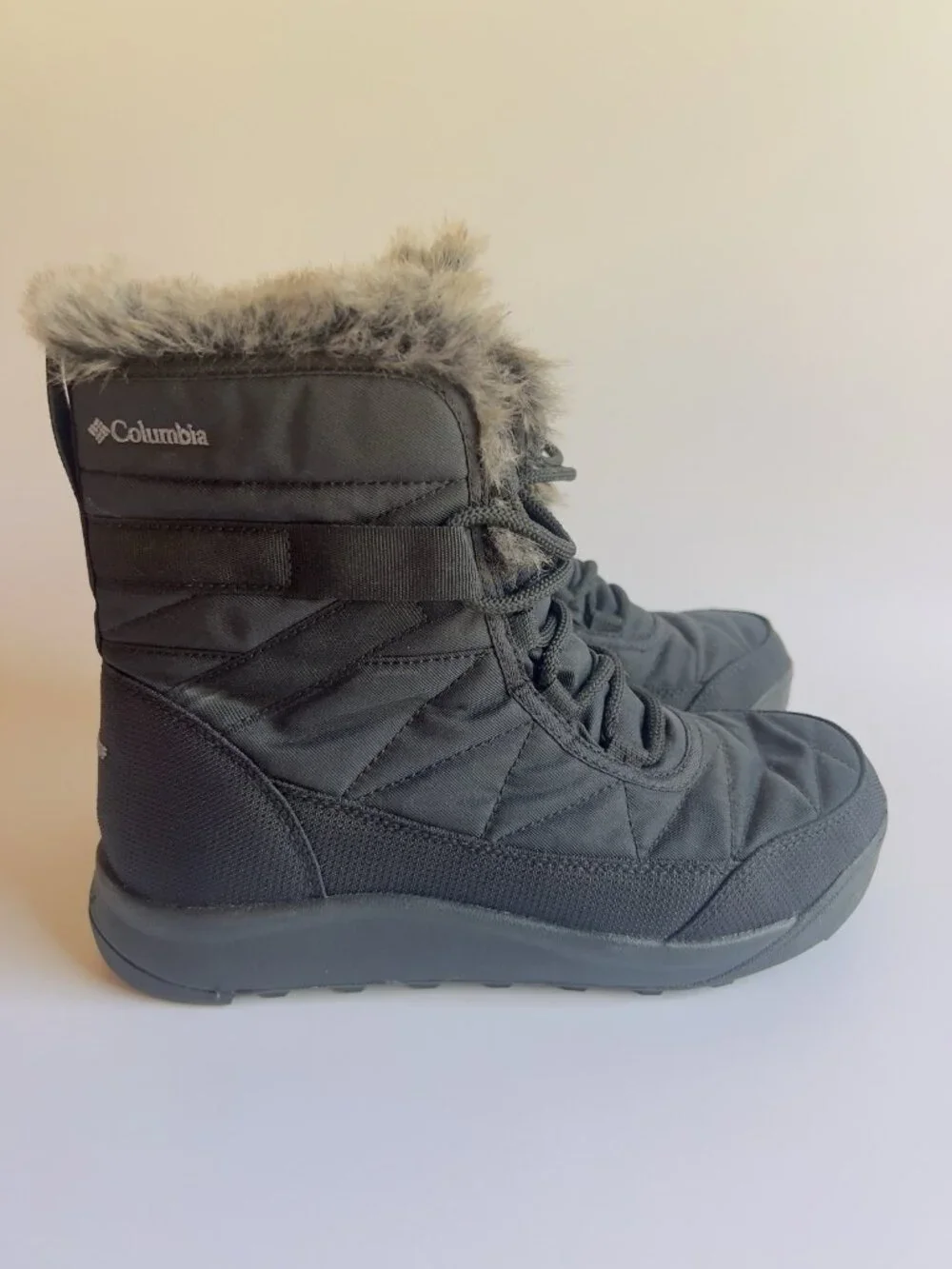 Columbia Minx Mid II Omni-Heat Winter Boots Black Faux Fur Women’s Size 7
